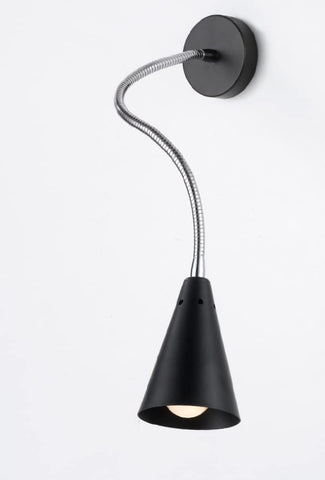 Applique da parete moderno a 1 luce flessibile in metallo laccato nero opaco con finiture cromo PR 7096/FLEX