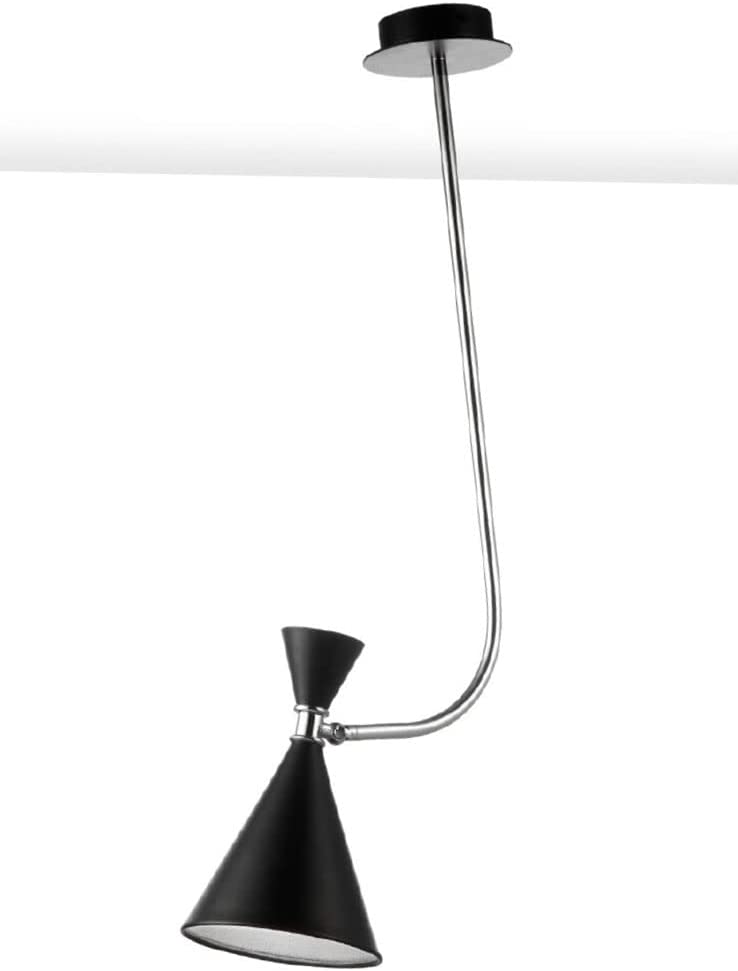 Lampadario moderno a 1 luce regolabile in metallo laccato nero opaco con finiture cromo internamente argento PR 7091/L1