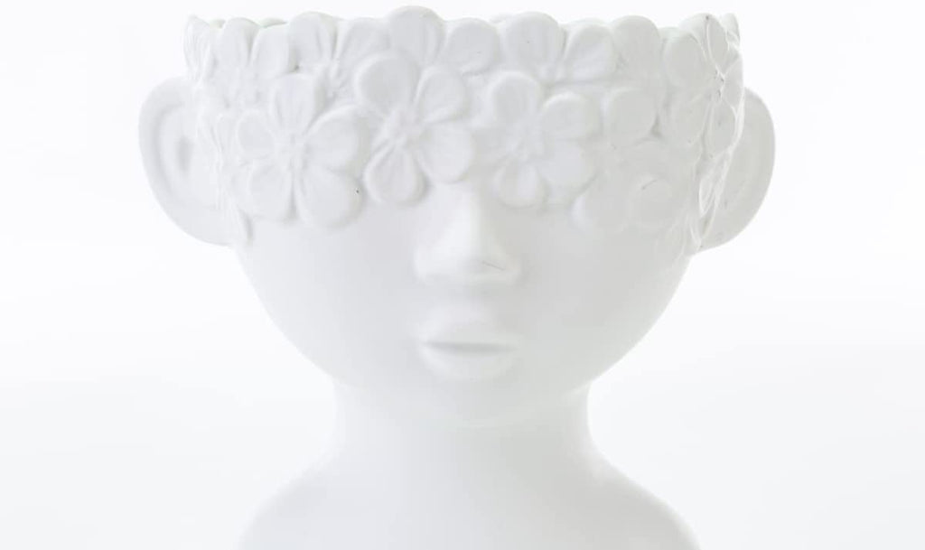 Mondocreazioni Vase Bust Plant Holder in Porcelain White Modern Elegant Furnishing Accessory ST (Boy Art 54351) 