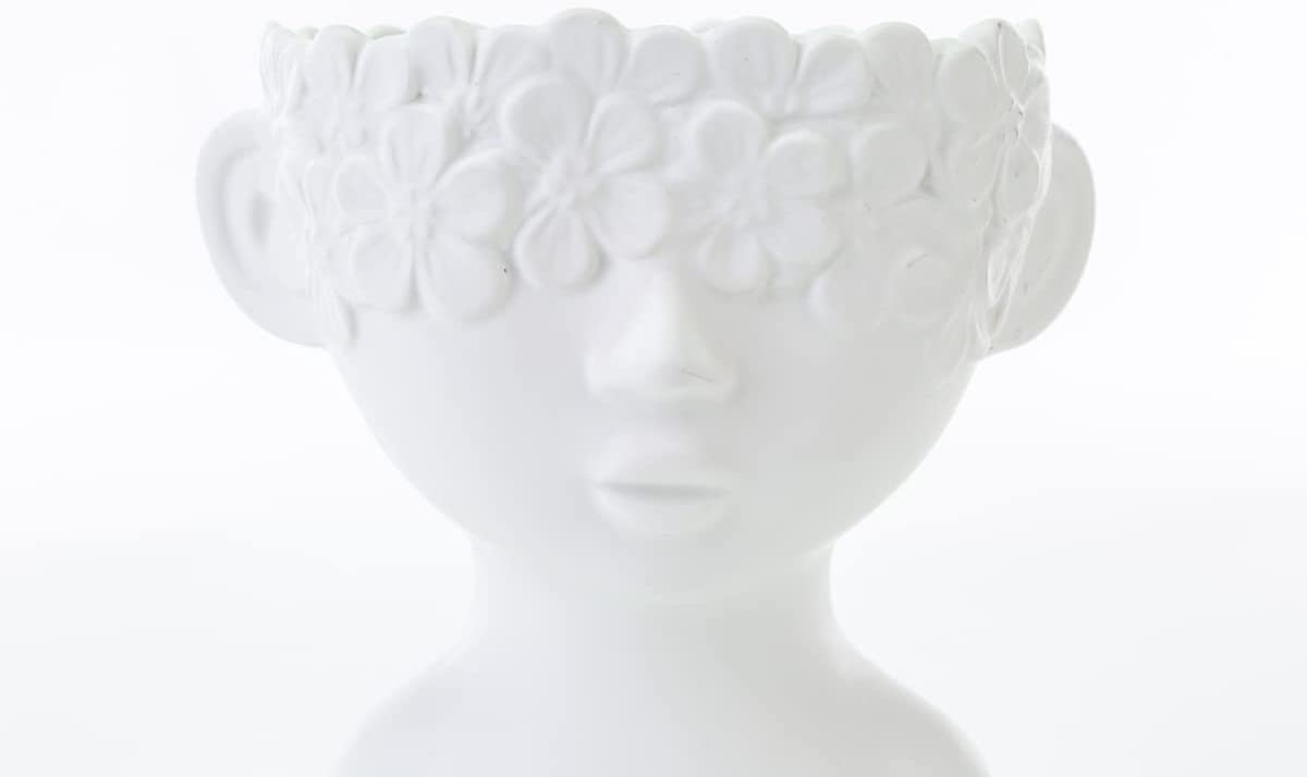 Mondocreazioni Vase Bust Plant Holder in Porcelain White Modern Elegant Furnishing Accessory ST (Boy Art 54351) 