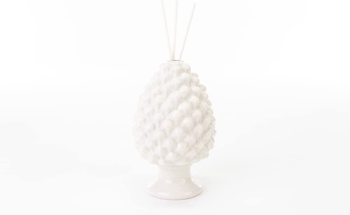 Mondocreazioni Porcelain Pine Cone Diffuser Classic Modern Elegant Furnishing Accessory White Red Green ST (White Art 54305) 