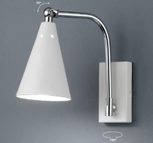 Applique da parete moderno a 1 luce regolabile in metallo laccato bianco opaco con finiture cromo PR 7097/AR