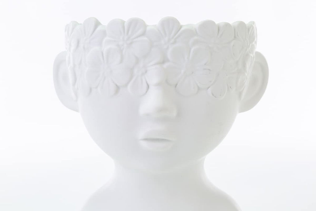 Mondocreazioni Vase Bust Plant Holder in Porcelain White Modern Elegant Furnishing Accessory ST (Boy Art 54353) 