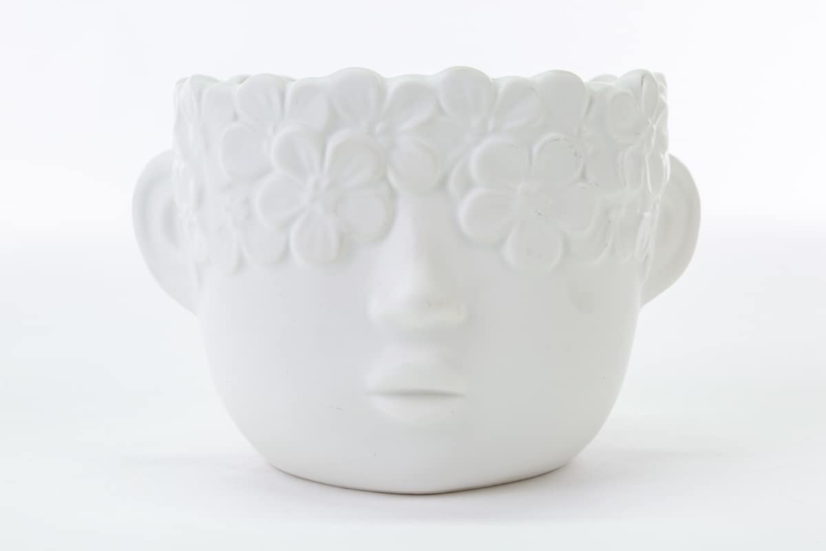 Mondocreazioni Vaso Porta pianta in Porcellana Bianco Moderno Elegante complemento d'arredo ST (Boy Art 54349)