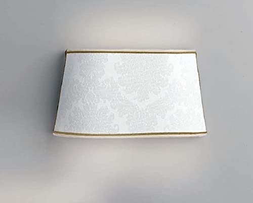Applique da parete classico a 1 luce in metallo con paralume damascato panna PR 6944/A26