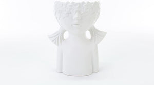 Mondocreazioni Vaso Busto Porta pianta in Porcellana Bianco Moderno Elegante complemento d'arredo ST (Girl Art 54350)