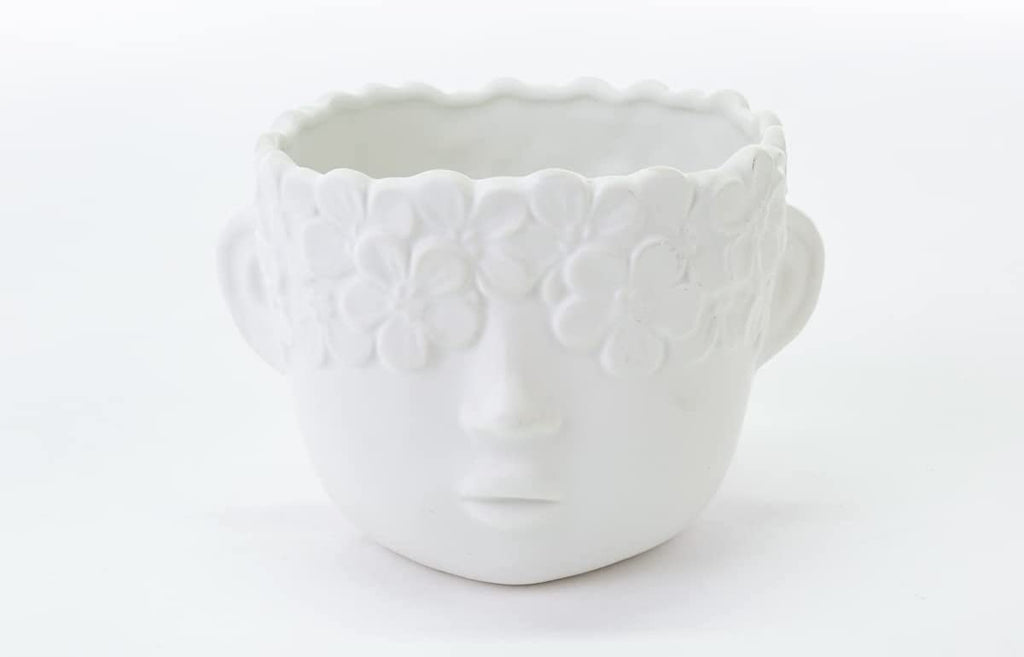 Mondocreazioni Vaso Porta pianta in Porcellana Bianco Moderno Elegante complemento d'arredo ST (Boy Art 54349)