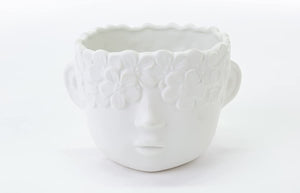 Mondocreazioni Vaso Porta pianta in Porcellana Bianco Moderno Elegante complemento d'arredo ST (Boy Art 54349)