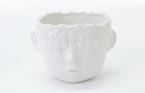 Mondocreazioni Vaso Porta pianta in Porcellana Bianco Moderno Elegante complemento d'arredo ST (Boy Art 54349)