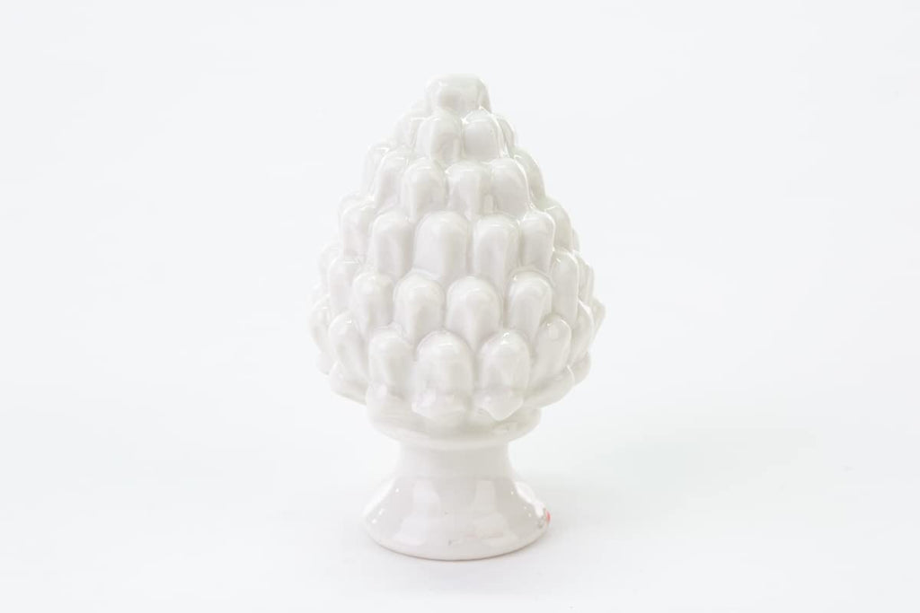 Mondocreazioni Pigna in Porcellana Classico Elegante complemento d'arredo Bianco Rosso Verde ST (Bianco Art 54299)