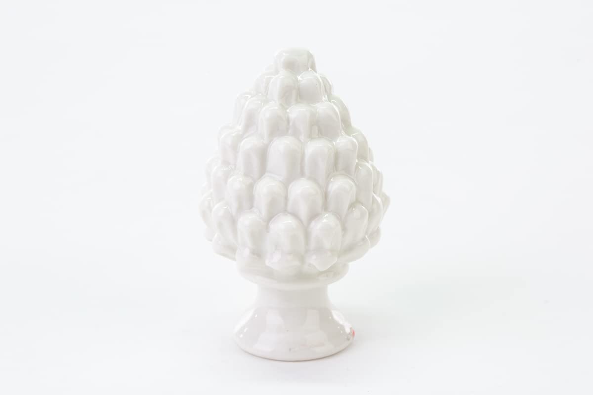 Mondocreazioni Pigna in Porcellana Classico Elegante complemento d'arredo Bianco Rosso Verde ST (Bianco Art 54299)