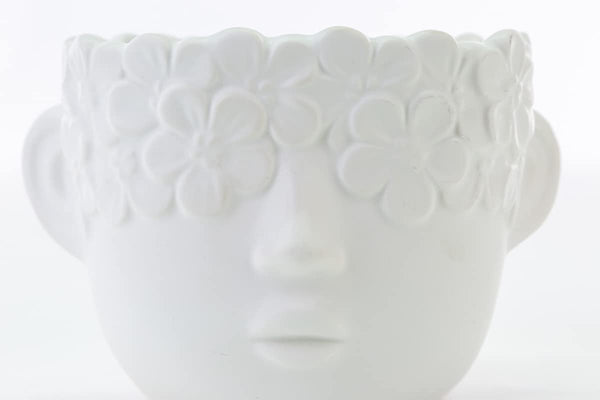 Mondocreazioni Vaso Porta pianta in Porcellana Bianco Moderno Elegante complemento d'arredo ST (Boy Art 54349)