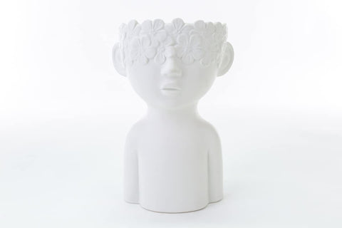 Mondocreazioni Vase Bust Plant Holder in Porcelain White Modern Elegant Furnishing Accessory ST (Boy Art 54353) 