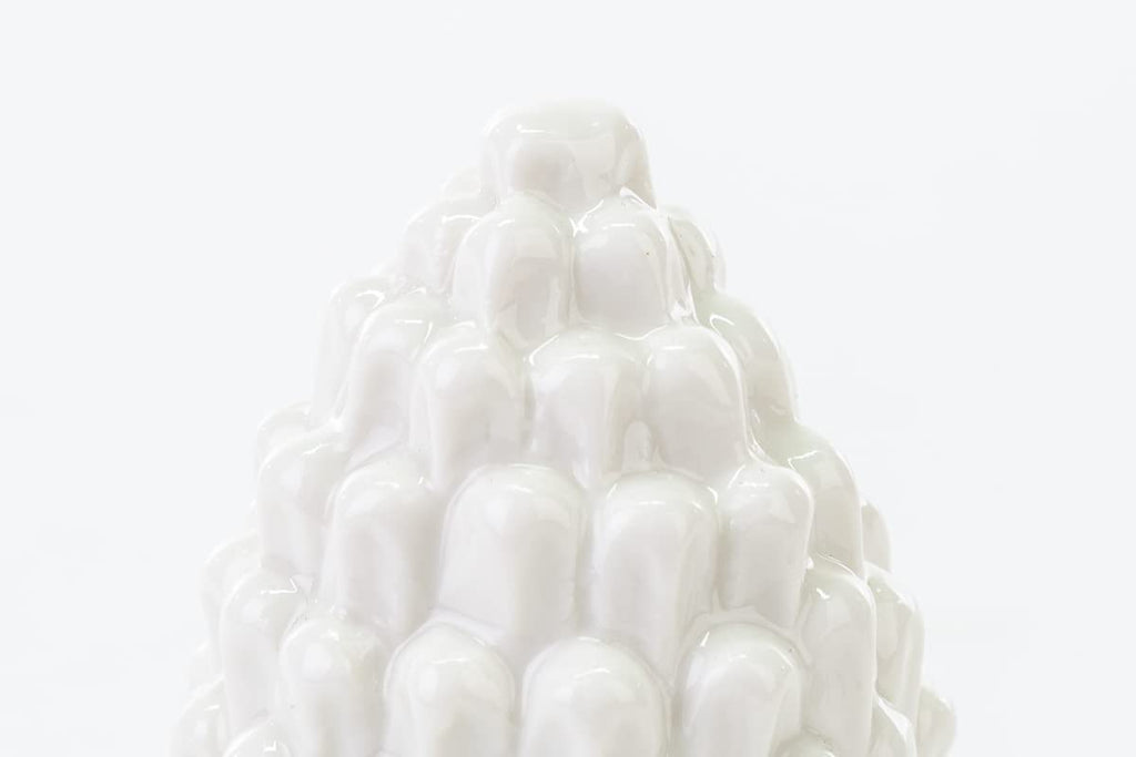 Mondocreazioni Pigna in Porcellana Classico Elegante complemento d'arredo Bianco Rosso Verde ST (Bianco Art 54299)