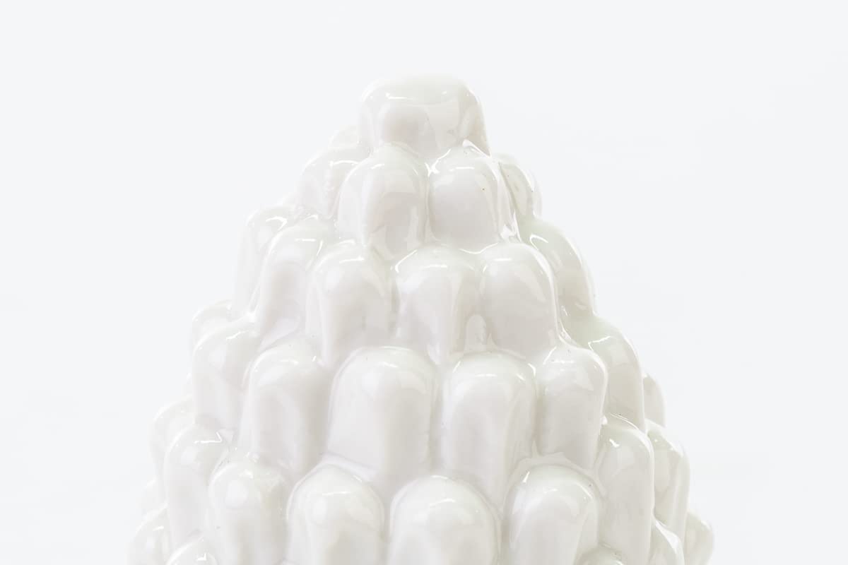 Mondocreazioni Pigna in Porcellana Classico Elegante complemento d'arredo Bianco Rosso Verde ST (Bianco Art 54299)