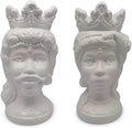 Mondocreazioni Pair of Afro Moorish heads in ceramic hand made modern glossy white gdm art 21003MDW, 21003MUW 