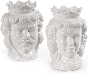 Coppia teste di moro vasetti piccoli in ceramica soprammobili per la casa giardino gic (Bianco 836060)