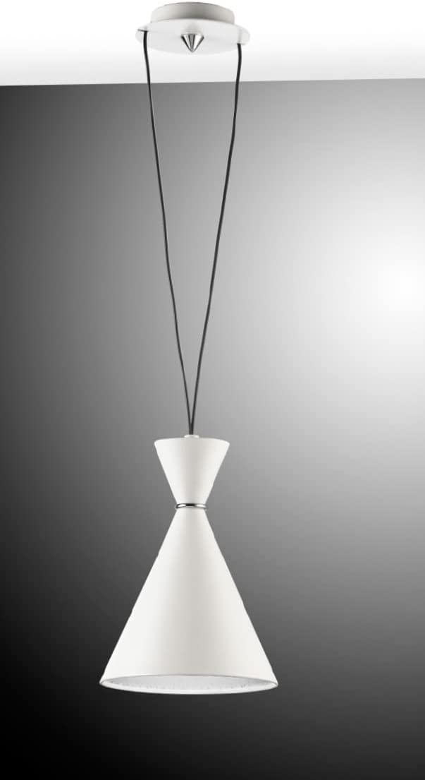 Lampadario a sospensione moderno a 1 luce in metallo laccato bianco opaco internamente argento PR 7090/S1