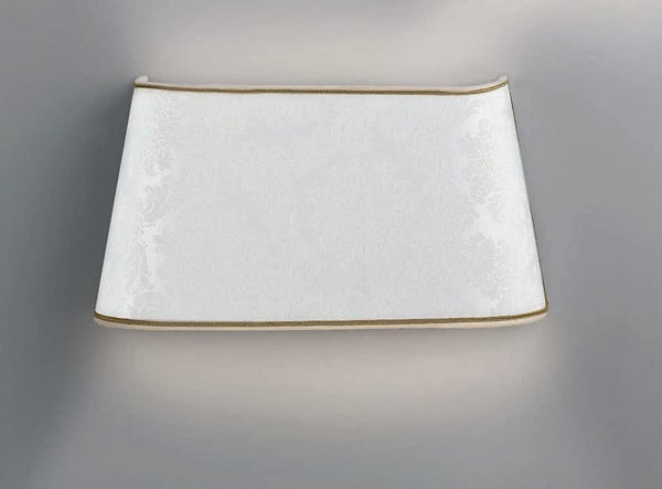 Applique da parete classico a 2 luci in metallo con paralume damascato panna PR 6944/A40