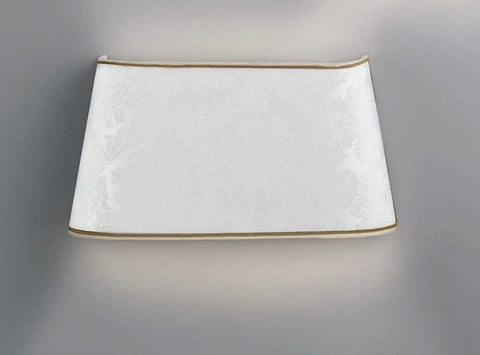 Applique da parete classico a 2 luci in metallo con paralume damascato panna PR 6944/A40