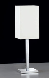 Lumetto da comodino moderno a 1 luce in metallo cromo con paralume parallelepipedo in tessuto panna PR 6979/LP