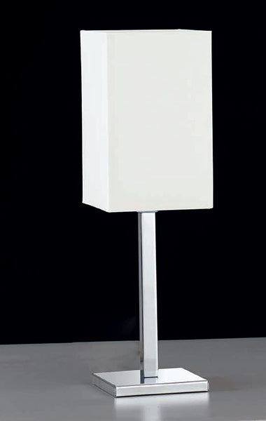 Lumetto da comodino moderno a 1 luce in metallo cromo con paralume parallelepipedo in tessuto panna PR 6979/LP