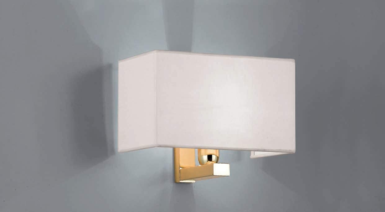 Applique da parete moderno a 1 luce in metallo oro lucido con paralume cubico in tessuto panna PR 6967/A1