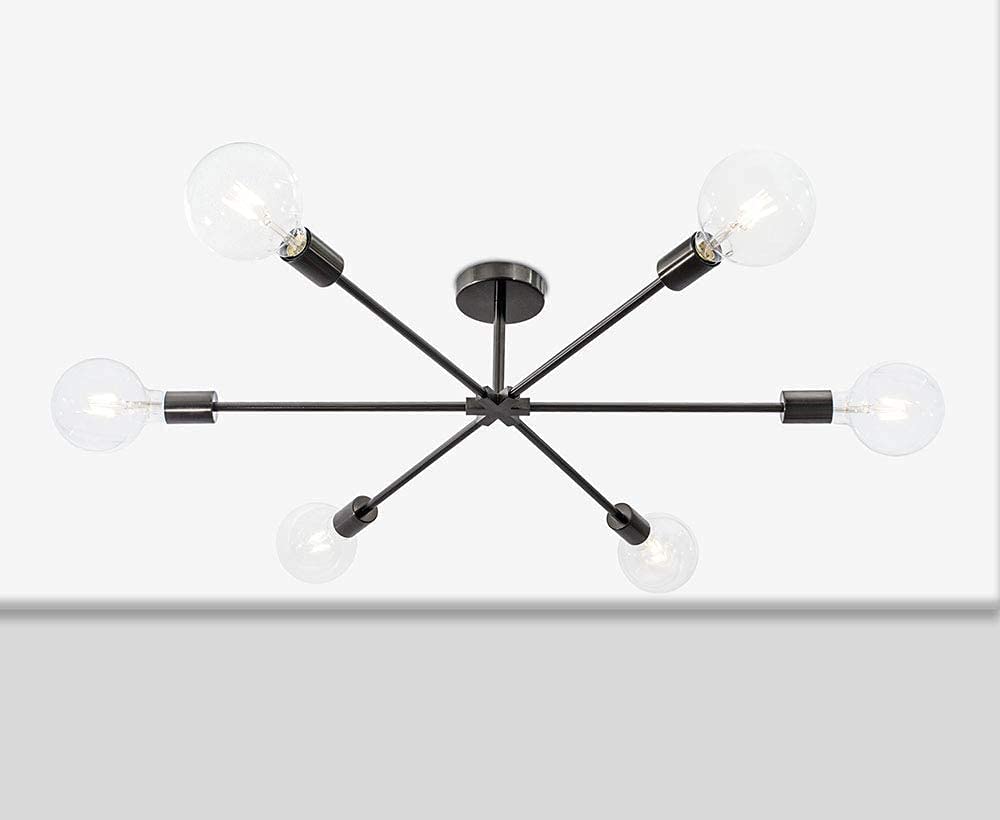 Lampadario moderno vintage industrial in metallo a 6 luci nero satinato PR 7051/P6