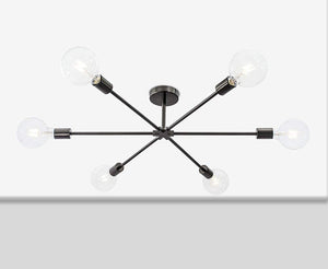 Lampadario moderno vintage industrial in metallo a 6 luci nero satinato PR 7051/P6