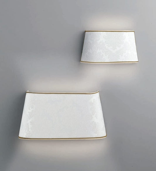 Applique da parete classico a 1 luce in metallo con paralume damascato panna PR 6944/A26