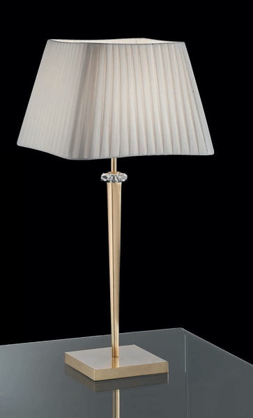 Lume grande classico a 1 luce in ottone oro satinato con cristalli molati trasparenti e paralume nastrato avorio PR 6773/LG