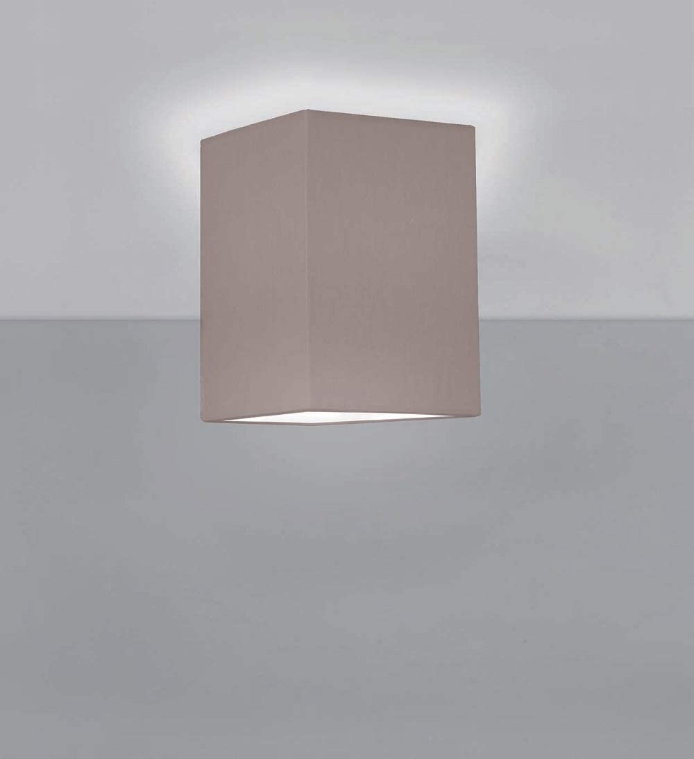 Plafoniera soffitto moderna a 1 luce con paralume parallelepipedo in tessuto tortora PR 6973/P25