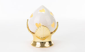 Pumo pugliese pigna LED in Porcellana Bianco e Oro Classico Elegante complemento d'arredo ST 54263