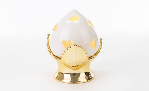 Pumo pugliese pine cone LED in White and Gold Porcelain Classic Elegant furnishing accessory ST 54263 