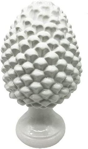 Modern ceramic pine cone handcrafted and decorated white gdm art 21001PW 