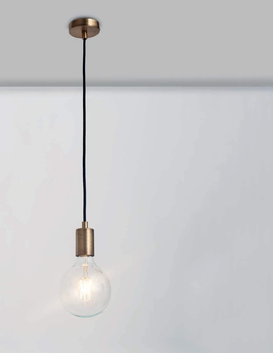 Lampadario a sospensione moderno vintage industrial in metallo a 1 luce bronzo chiaro nero satinato PR 7050/S1 (Bronzo chiaro)