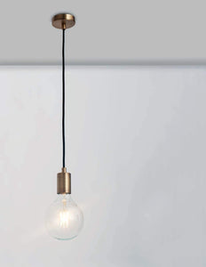 Lampadario a sospensione moderno vintage industrial in metallo a 1 luce bronzo chiaro nero satinato PR 7050/S1 (Bronzo chiaro)