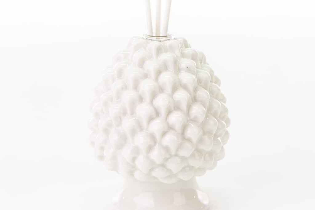 Mondocreazioni Profumatore pigna in Porcellana Classico Moderno Elegante complemento d'arredo Bianco Rosso Verde ST (Bianco Art 54302)