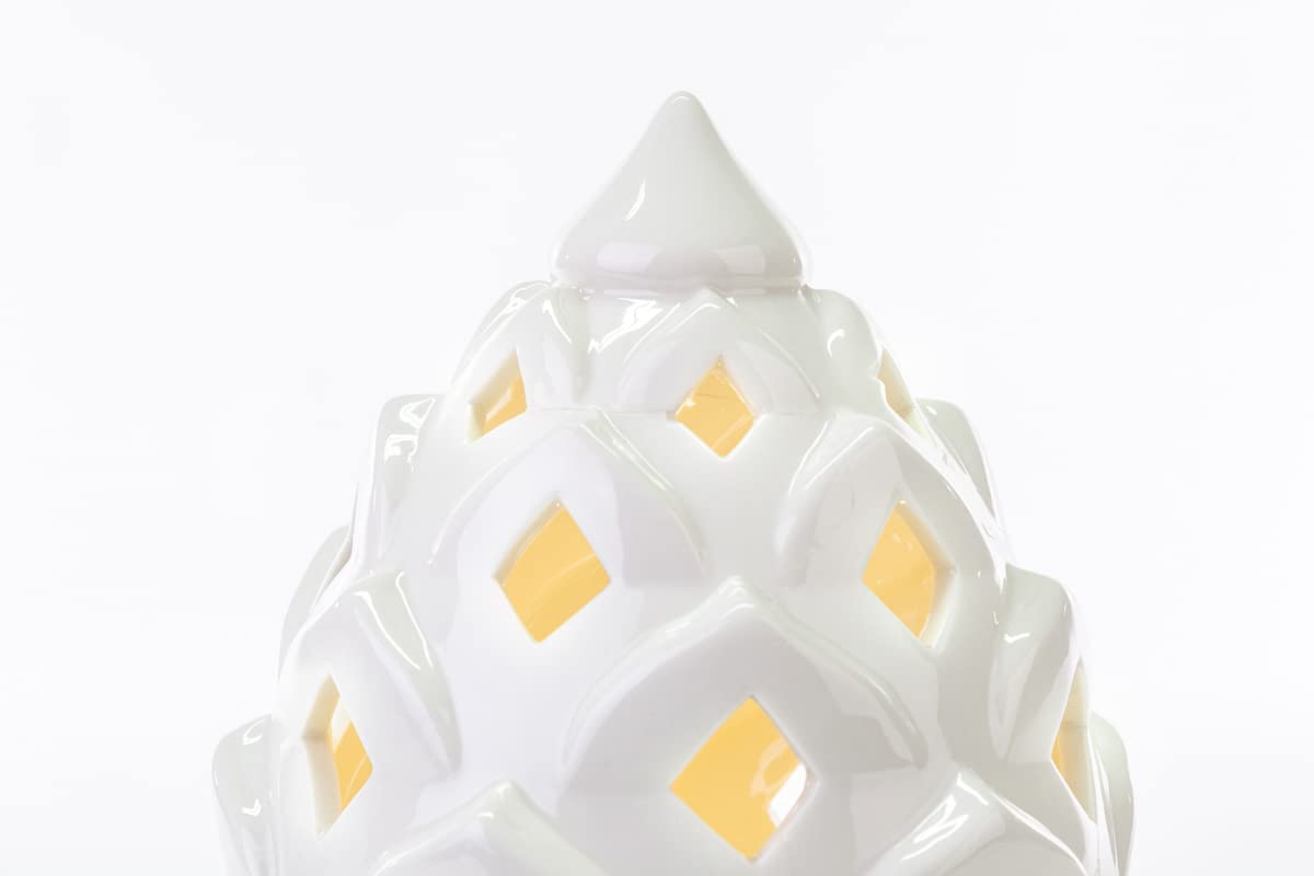 Mondocreazioni Pigna LED in White and Gold Porcelain Classic Elegant Furnishing Accessory ST 54275 