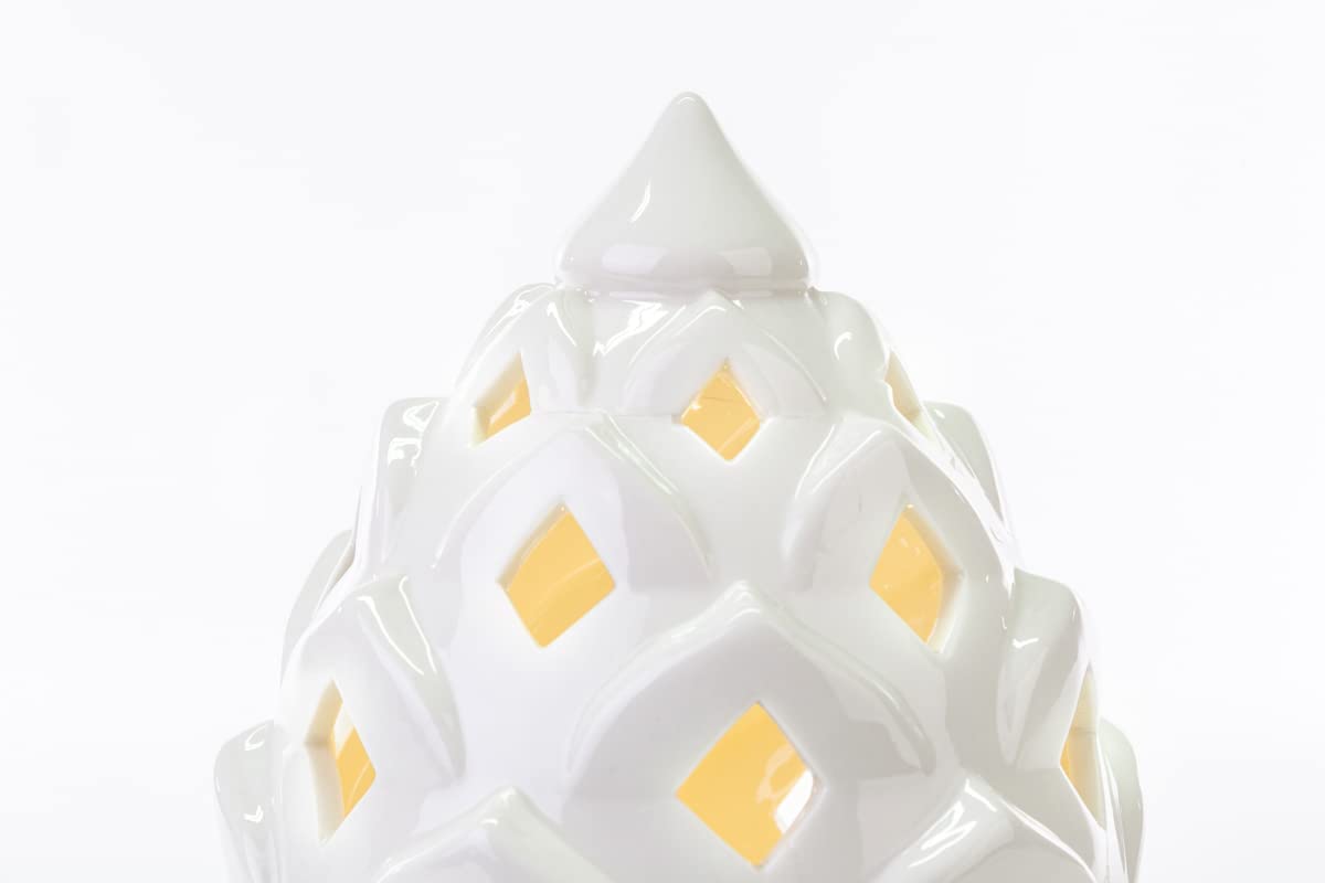 Mondocreazioni Pigna LED in Porcellana Bianco e Oro Classico Elegante complemento d'arredo ST 54275