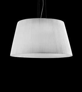 Lampadario a sospensione moderno a 5 luci in metallo cromo con paralume nastrato bianco PR 6751/S80