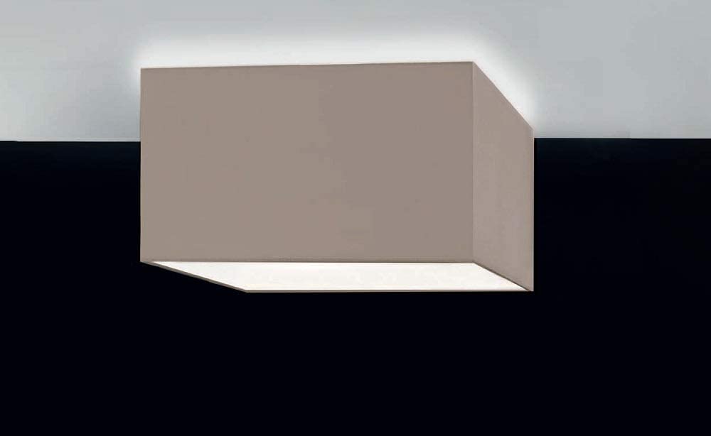 Plafoniera soffitto moderna a 1 luce in metallo con paralume cubico in tessuto tortora PR 6963/P40