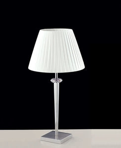 Lume grande moderno a 1 luce in ottone cromo con cristalli molati trasparenti e paralume nastrato bianco PR 6774/LG