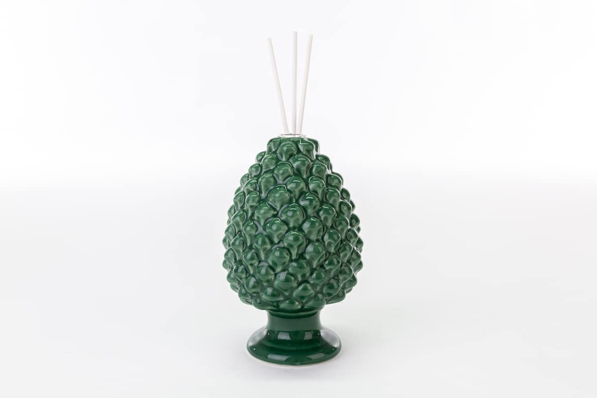 Mondocreazioni Profumatore pigna in Porcellana Classico Moderno Elegante complemento d'arredo Bianco Rosso Verde ST (Verde Art 54307)