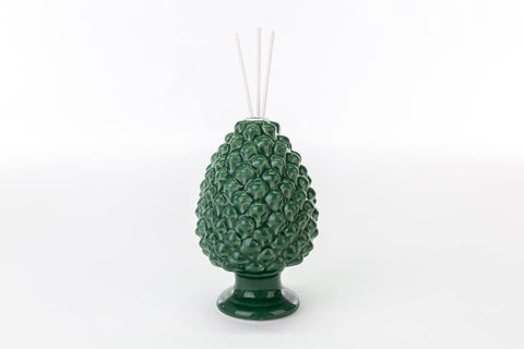 Mondocreazioni Porcelain Pine Cone Diffuser Classic Modern Elegant Furnishing Accessory White Red Green ST (Green Art 54307) 