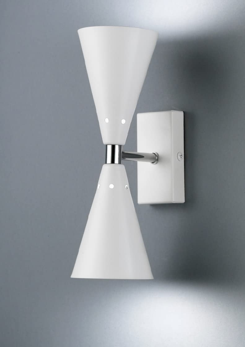 Applique da parete moderno a 2 luci in metallo laccato bianco opaco con finiture cromo PR 7098/A2