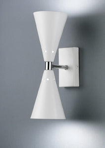 Applique da parete moderno a 2 luci in metallo laccato bianco opaco con finiture cromo PR 7098/A2