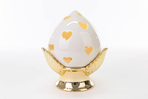 Pumo pugliese pine cone led in white and gold porcelain classic elegant furnishing accessory ST 54266 