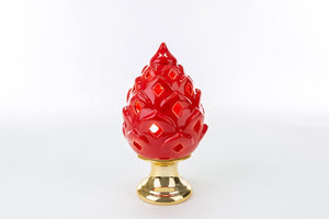 Mondocreazioni Pigna LED in Porcellana Rosso e Oro Classico Elegante complemento d'arredo ST 54273