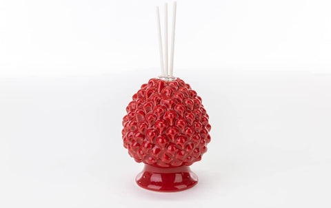 Mondocreazioni Porcelain Pine Cone Diffuser Classic Modern Elegant Furnishing Accessory White Red Green ST (Red Art 54303) 